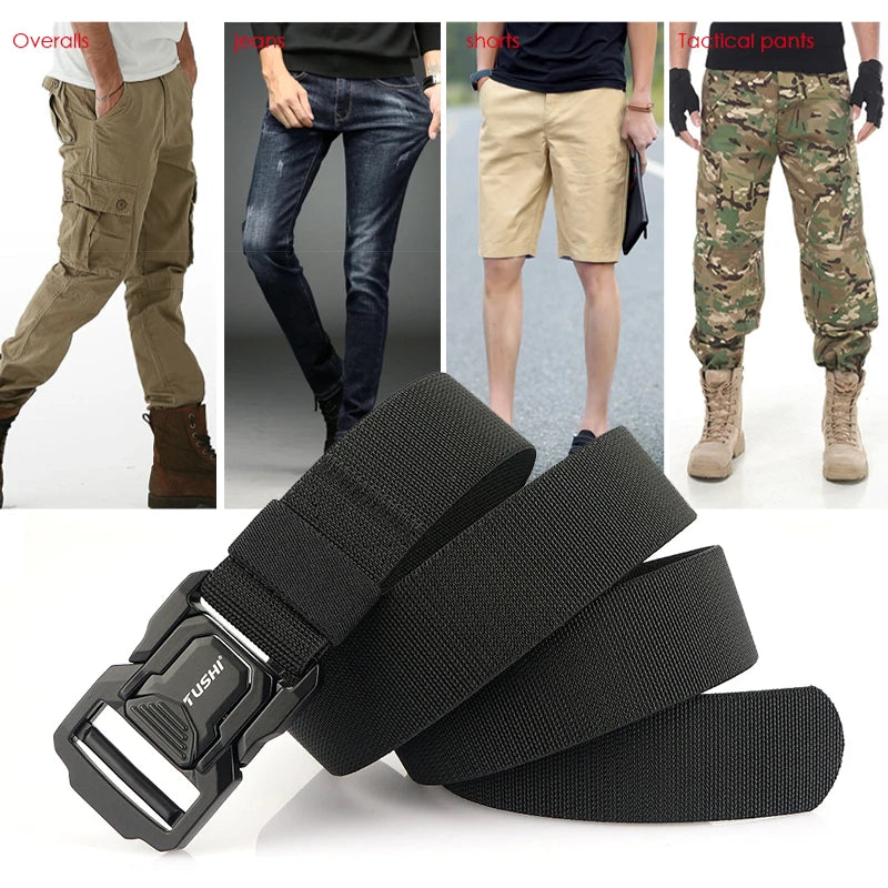 VATLTY Elastic Belt for Men/Unisex Aluminum Alloy Hiking Military Tactical Belt