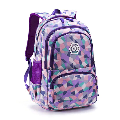 School Backpack Set Waterproof Nylon Purple 1 Piece