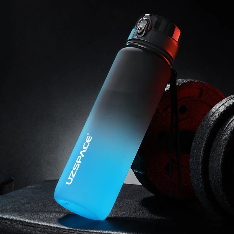 New 350-1000ml Sports Water Bottle BPA Free Portable Black and Blue