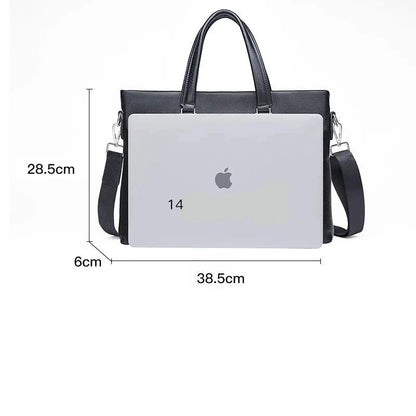 BISONDENIM Man Business Briefcase Bag Split Leather For 14 inch Laptop