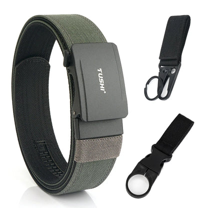 VATLTY New Men's Military Pistol Belt Metal Automatic Buckle Sturdy Nylon Gray set A 120cm