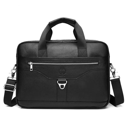 SCHLATUM Men's Leather Briefcase Casual Crossbody Bag 15.6inch Laptop Black