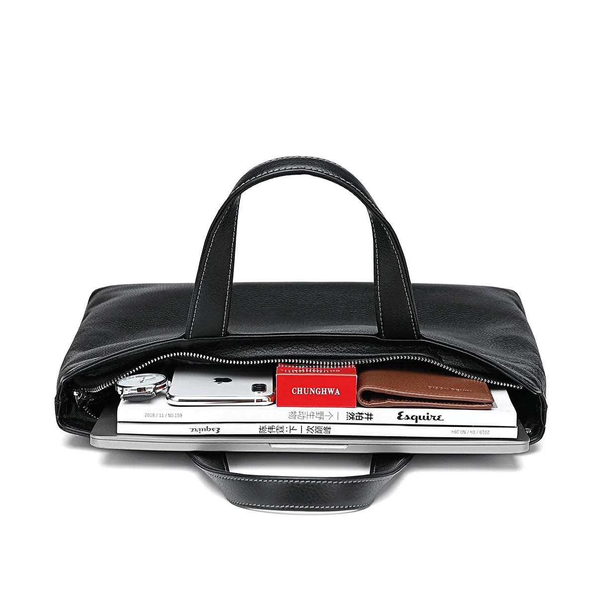 BISON DENIM Luxury Genuine Leather Business Men's Briefcase