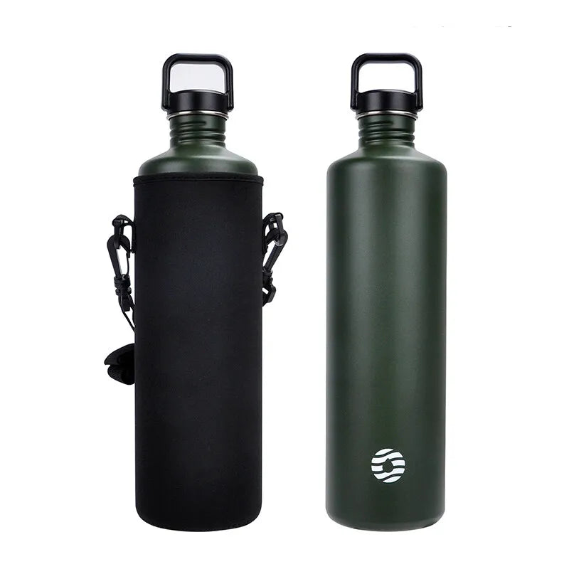 FEIJIAN Stainless Steel Water Bottle Portable BPA Free With Bottle Bag 2L Army Green 2000L