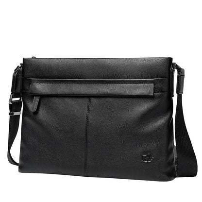 BISON DENIM Soft Genuine Leather Shoulder 10.5" Ipad Messenger Bag N20142-2Black