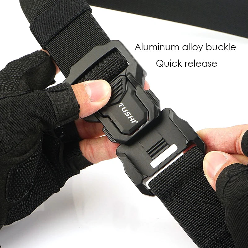 VATLTY Elastic Belt for Men/Unisex Aluminum Alloy Hiking Military Tactical Belt