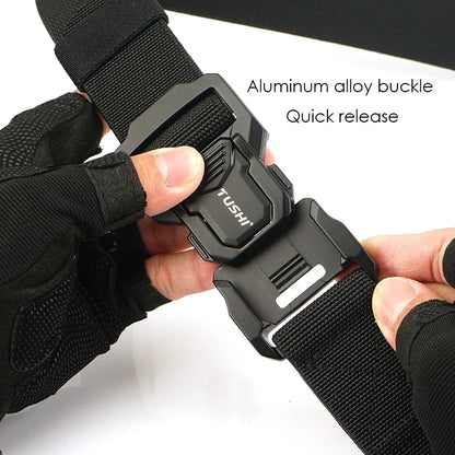 VATLTY Elastic Belt for Men/Unisex Aluminum Alloy Hiking Military Tactical Belt