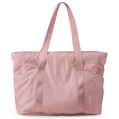 Tote Bag BAGSMART Gym Bag Women's 15.6in Laptop Yoga Bag with Yoga Mat Buckle LightPink