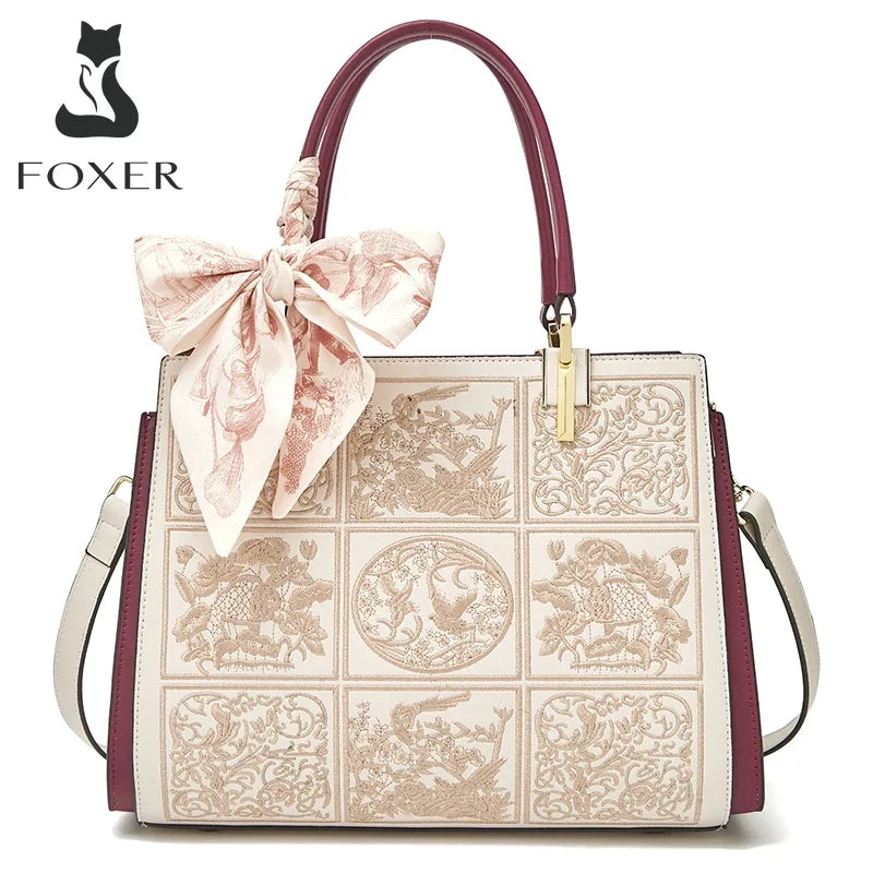 FOXER Women Crossbody Shoulder Bag Chic Split Leather