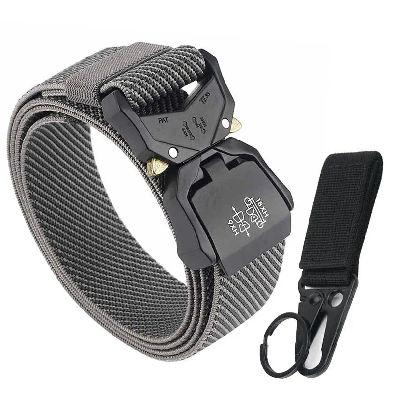 VATLTY 140cm Elastic Belt For Men Strong Nylon Tactical Belt Twill gray set 1