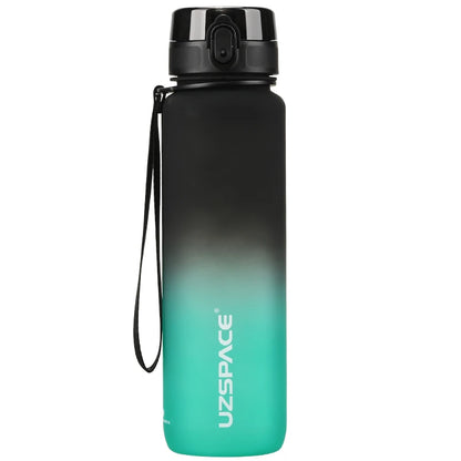 UZSPACE 1000ml Sport Water Bottle With Time Marker BPA Free black and green 901-1000ml