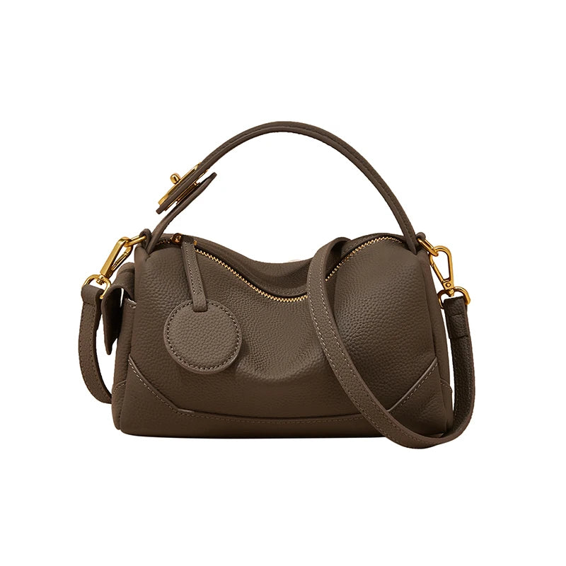 FOXER Lady Design Cowhide Shoulder Bag High Quality Brown