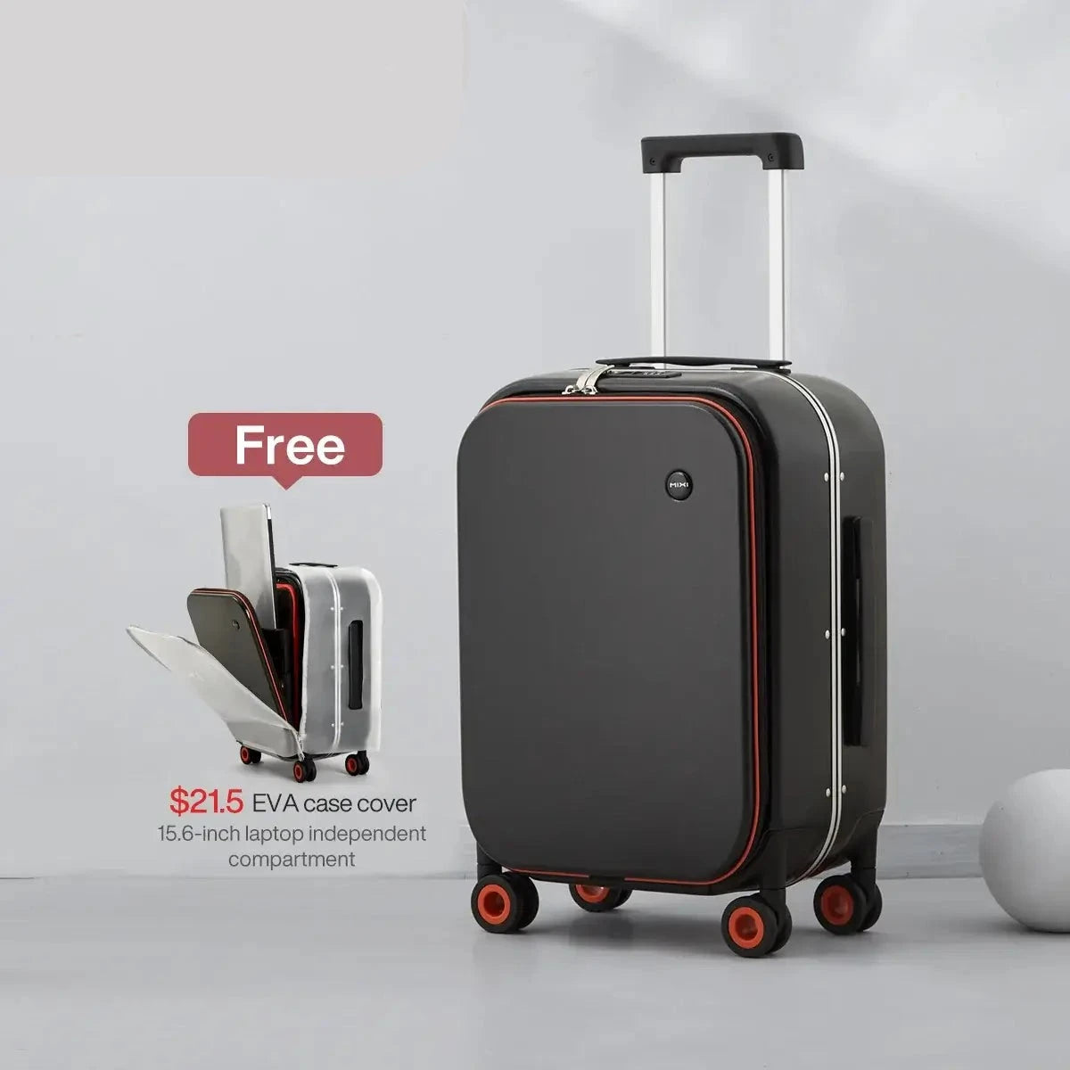 MIXI Brand Luxury Design Carry On Suitcase TSA Lock 18, 20, 24 Inch Black 20 inch