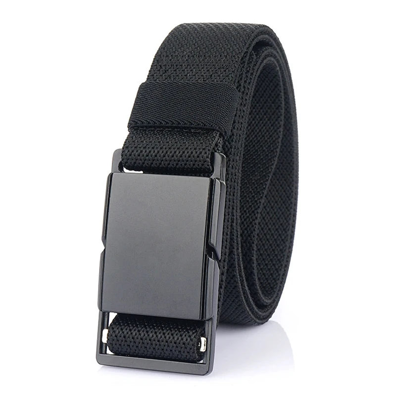 VATLTY 3.4cm Elastic Casual Belt for Men Metal Magnetic Buckle Black 125cm