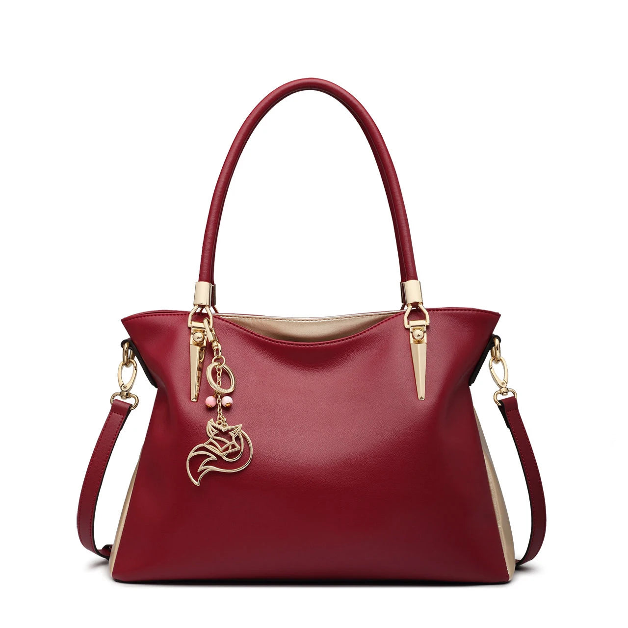 FOXER Brand Lady Cowhide Top Handle Bag Red