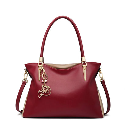 FOXER Brand Lady Cowhide Top Handle Bag Red