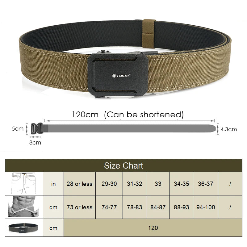 VATLTY 4.3cm Hard Tactical Belt 1100D Tight Nylon Alloy Automatic Buckle