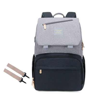 Multifunctional Waterproof Fabric Baby Diaper Bag grey black bag