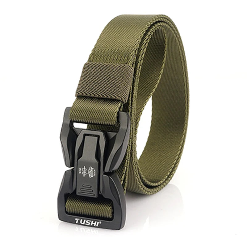 VATLTY New 2.5cm Techwear Hip Hop Nylon Belt Alloy Quick Release Buckle ArmyGreen 125cm