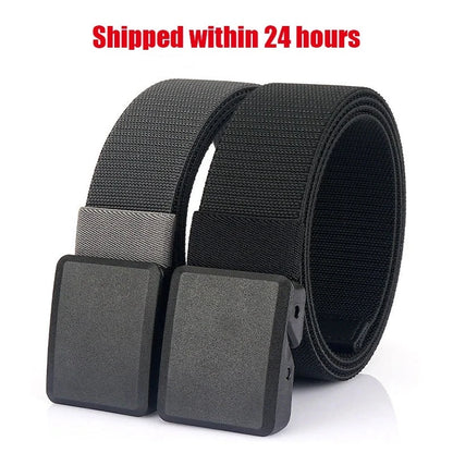 Metal Free Men's Elastic Belt Quick Release Nylon Buckle