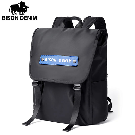 BISON DENIM Multifunction Waterproof Backpack Men Women Luxury Student School Bags Casual Notebook Backpacks 15.6 Inch Laptop Bag