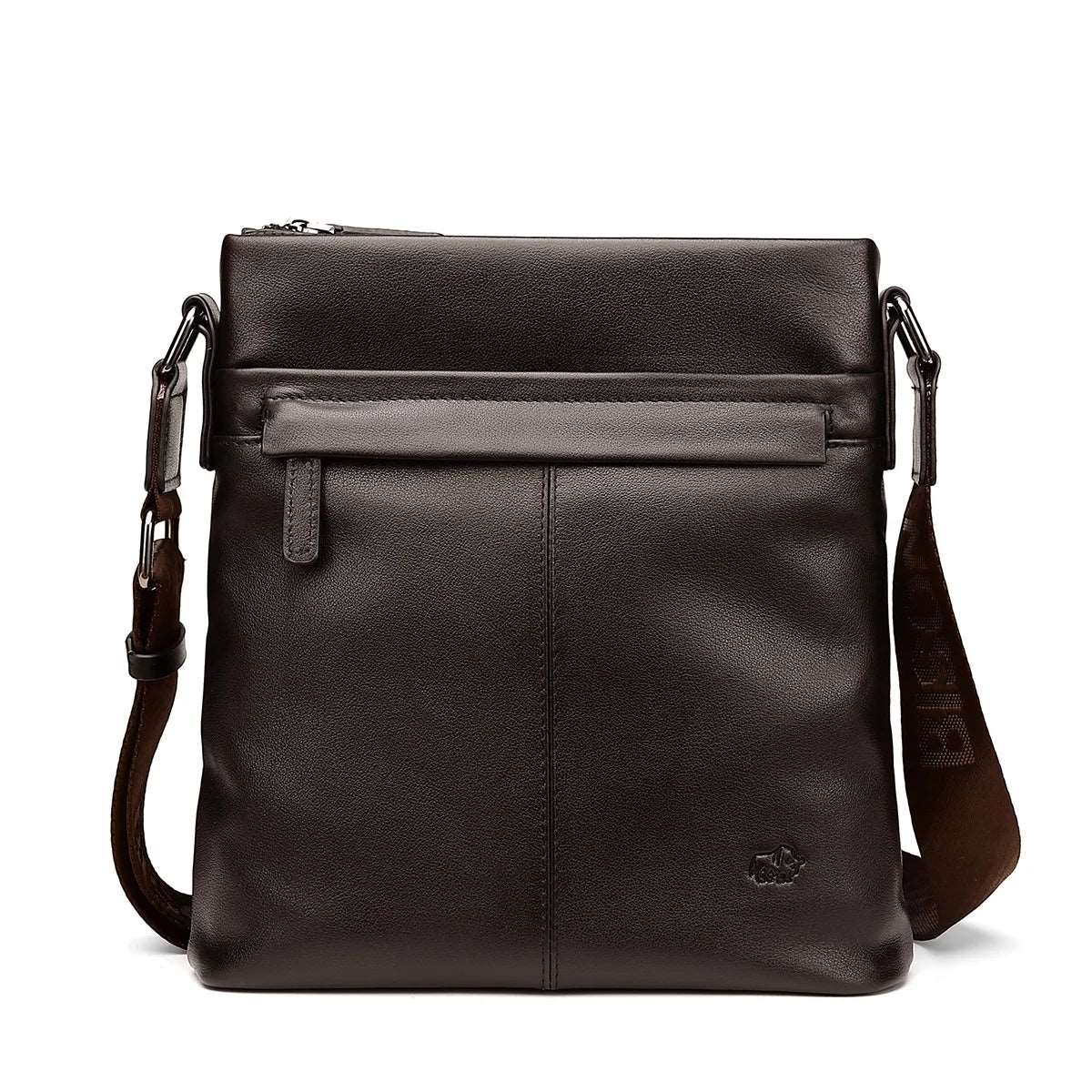 BISON DENIM Genuine Leather Men Shoulder Bag N2357 coffee