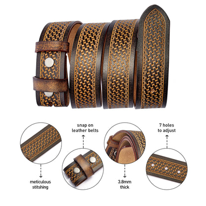 Genuine Leather Belt Body for Men Without Buckle, Western Cowboy