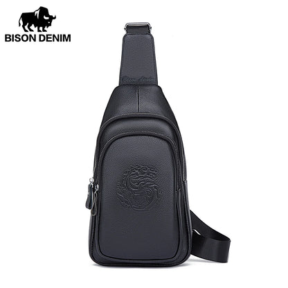 New Men's Chest Pack Crossbody Bag Luxury Design Durable Genuine Leather Handbag Chest Bag Vintage Leisure Men's Shoulder Bag