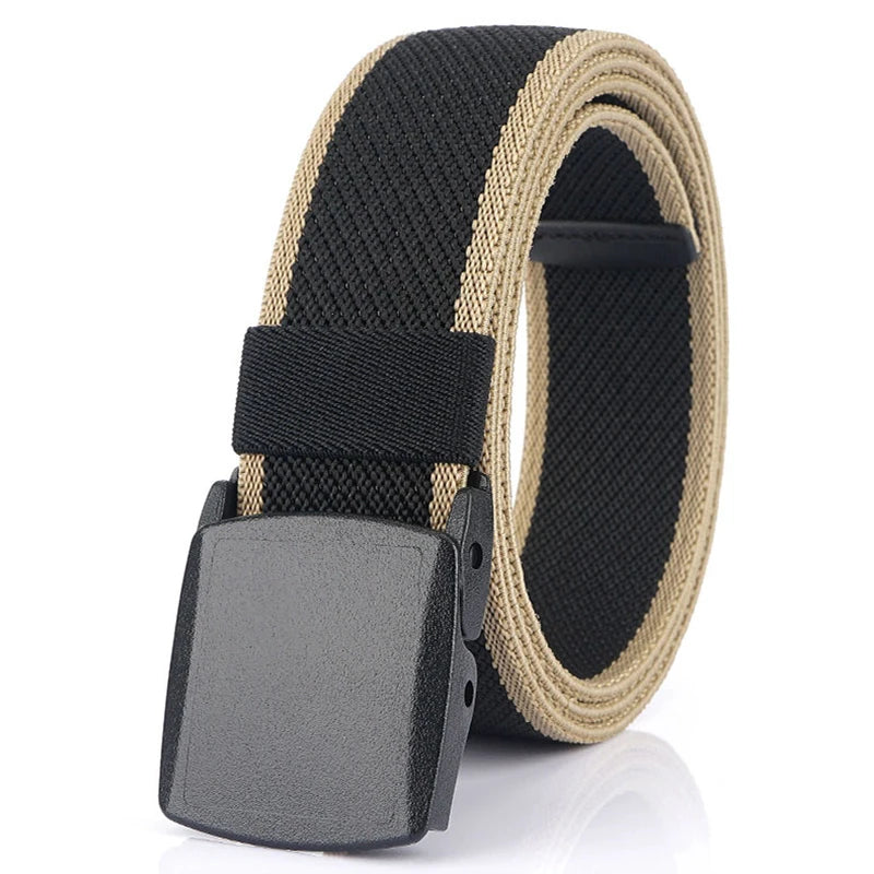 VATLTY Metal Free Elastic Belt Strong Engineering Plastic Quick Release Nylon Buckle Black khaki