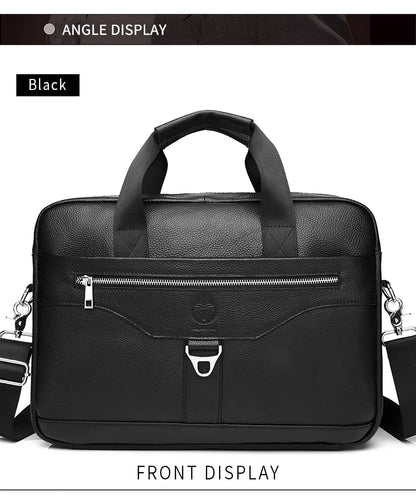 SCHLATUM Men's Leather Briefcase Casual Crossbody Bag 15.6inch Laptop