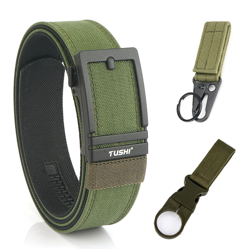 VATLTY New Men's Military Tactical Outdoor Casual Belt Automatic ArmyGreen set A 120cm