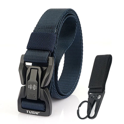 VATLTY New 2.5cm Techwear Hip Hop Nylon Belt Alloy Quick Release Buckle Navy bue set 125cm