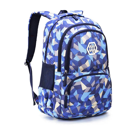 School Backpack Set Waterproof Nylon Blue 1 Piece