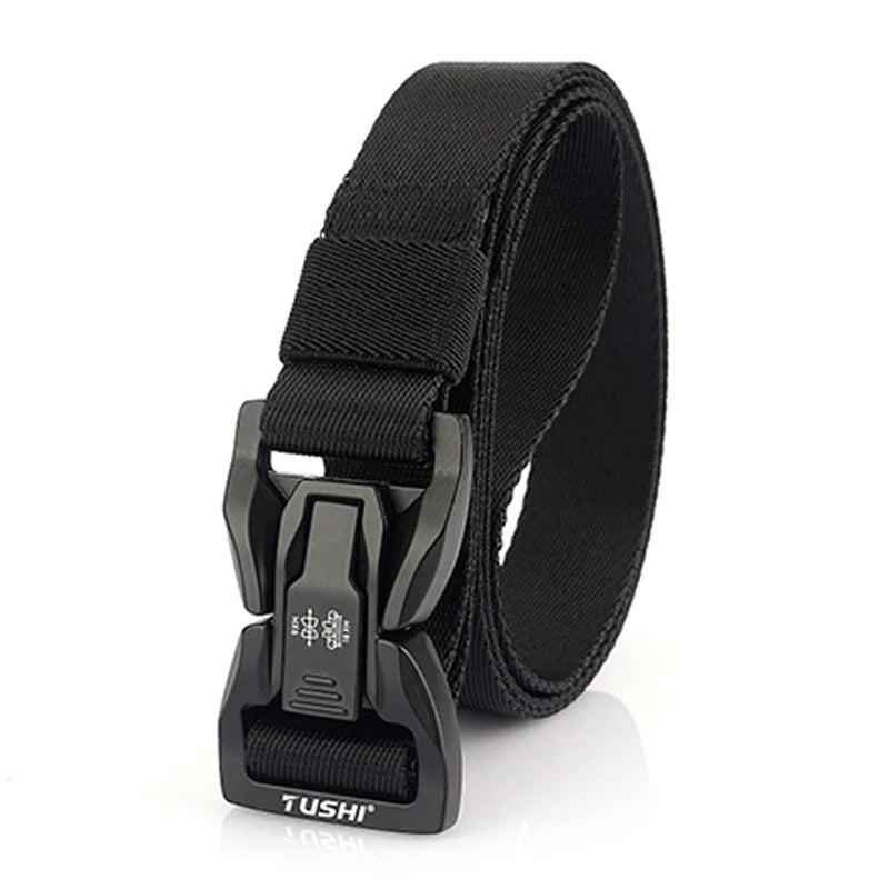 VATLTY New 2.5cm Techwear Hip Hop Nylon Belt Alloy Quick Release Buckle Black 125cm