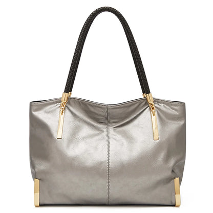 FOXER Brand Genuine Leather Handbag Women Original Cowhide Gold