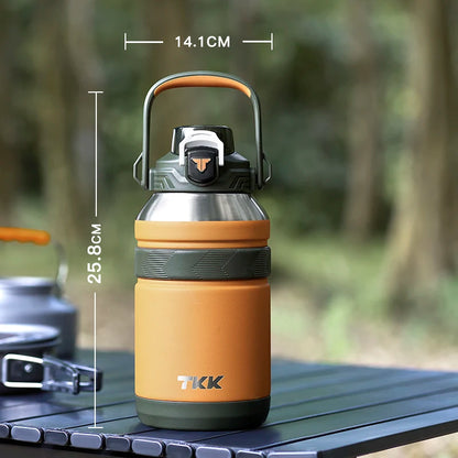 TKK Large Capacity Cold Thermal Thermos Tumbler Stainless Steel Orange