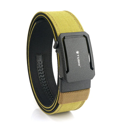VATLTY 4.3cm Hard Tactical Belt 1100D Tight Nylon Alloy Automatic Buckle Wolf brown 120cm