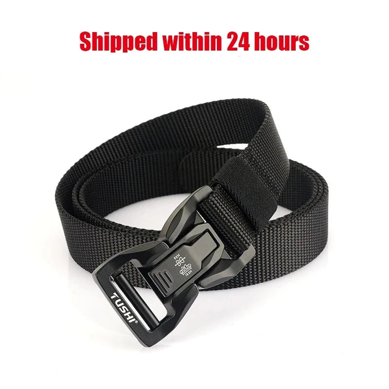 VATLTY 2.5cm Thin Tactical Belt Soft Real Nylon QR Metal Buckle