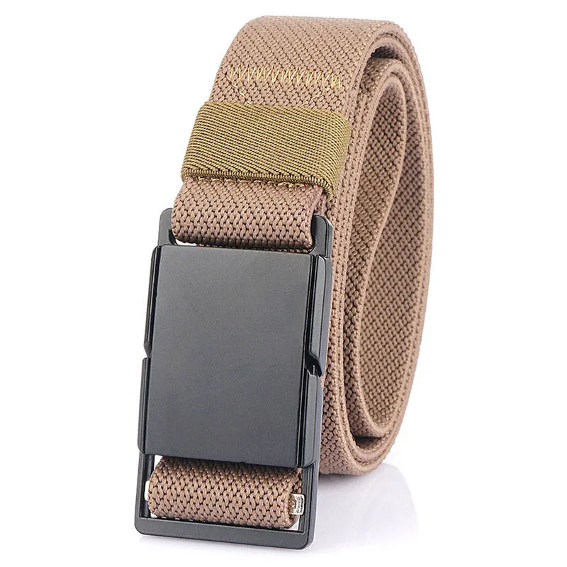 VATLTY Magnetic Elastic Belt Alloy Buckle Quick Release Unisex Khaki 125cm