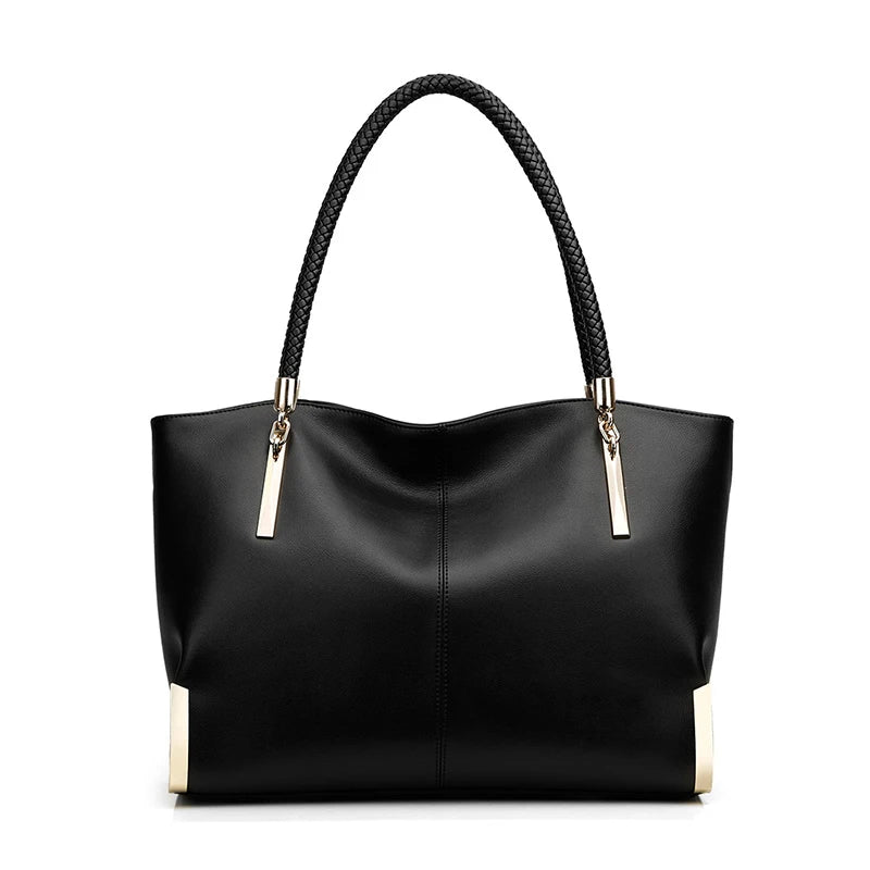 FOXER Brand Genuine Leather Handbag Women Original Cowhide Black