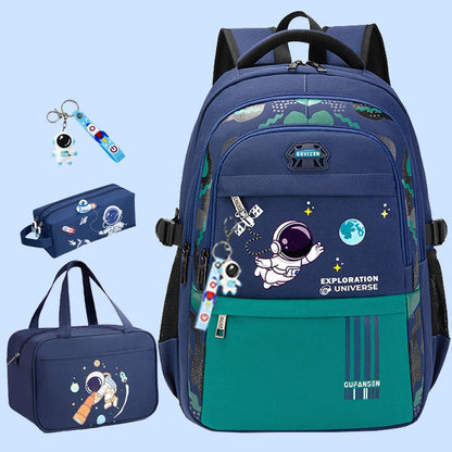 Large Capacity School Backpack Blue Mix Set