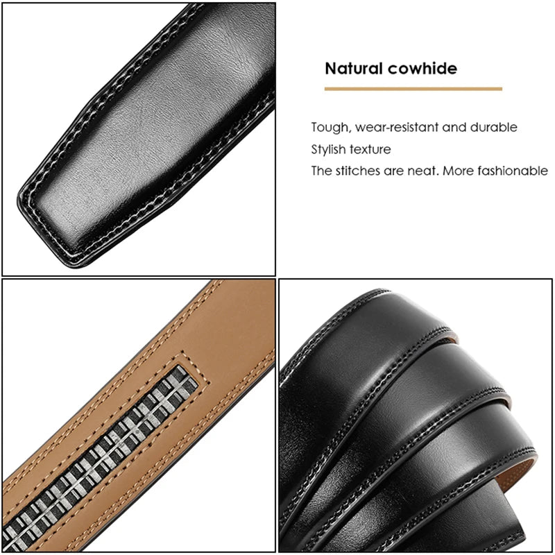 VATLTY 31mm Leather Belt for Men Alloy Automatic Buckle Without Holes