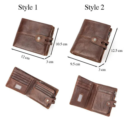 CONTACT'S Casual Men's Crazy Horse Leather Short Wallet