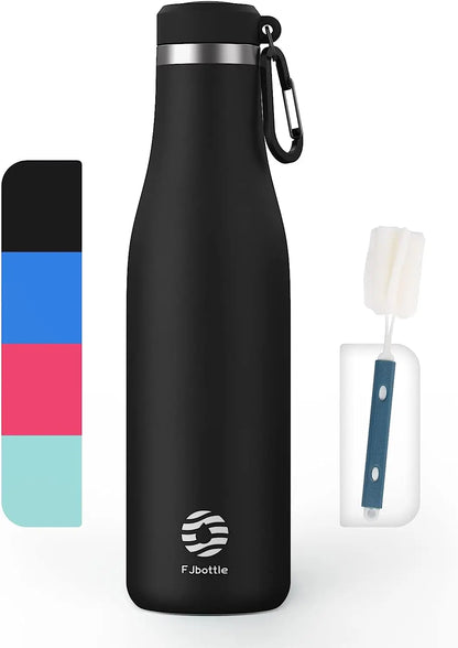 FJbottle Sport Water Bottle Stainless Steel with Carabiner Hook 350ml/500ml/710ml black