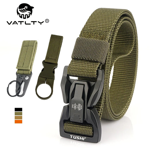 VATLTY 2.5cm Thin Tactical Belt Soft Real Nylon QR Metal Buckle