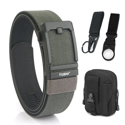 VATLTY New Tactical Pistol Airsoft Belt for Men Metal Automatic Buckle Gray set C 120cm