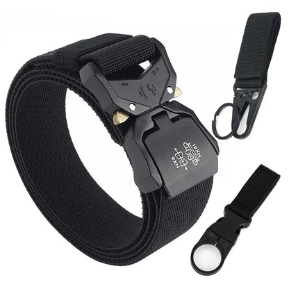 VATLTY 140cm Elastic Belt For Men Strong Nylon Tactical Belt Black set 1