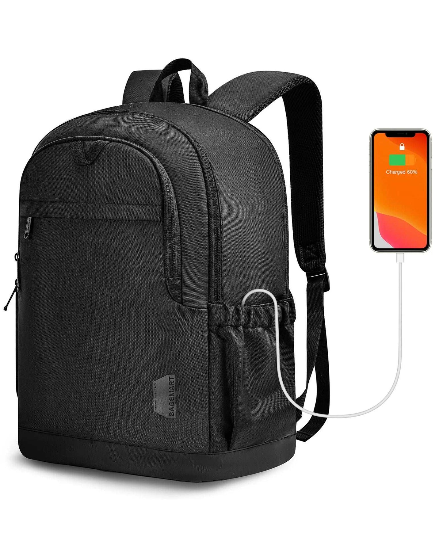 BAGSMART Men's/Women's Backpack Anti-theft Large Waterproof with USB Charging Port 15.6inch laptop Black2