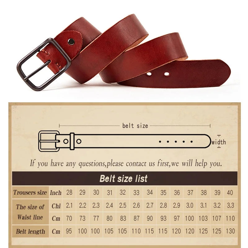 Men's Genuine Leather Luxury Strap Fashion Vintage Pin Buckle