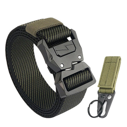 VATLTY 110cm-140cm Men's Elastic Belt Quick Release Alloy Buckle Twill green set